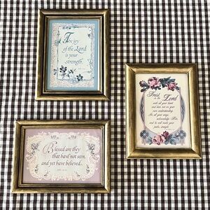 Set of 3: Vintage Bible Verses in Refinished Wood Frames 5x7 Christian Art